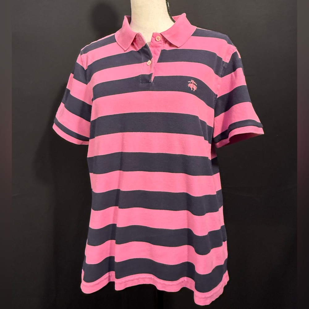 Brooks Brothers Pink and Navy Polo